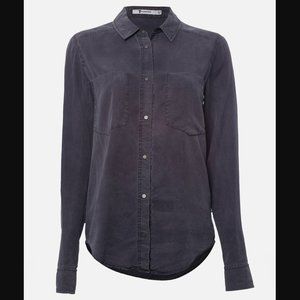 T by Alexander Wang Blue Tencel Chambray Shirt